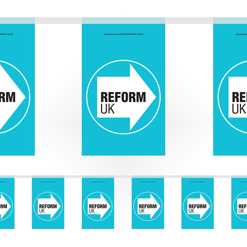 Reform UK Party Paper Flag Bunting - 2.4mReform UK Party Paper Flag Bunting - 2.4m
