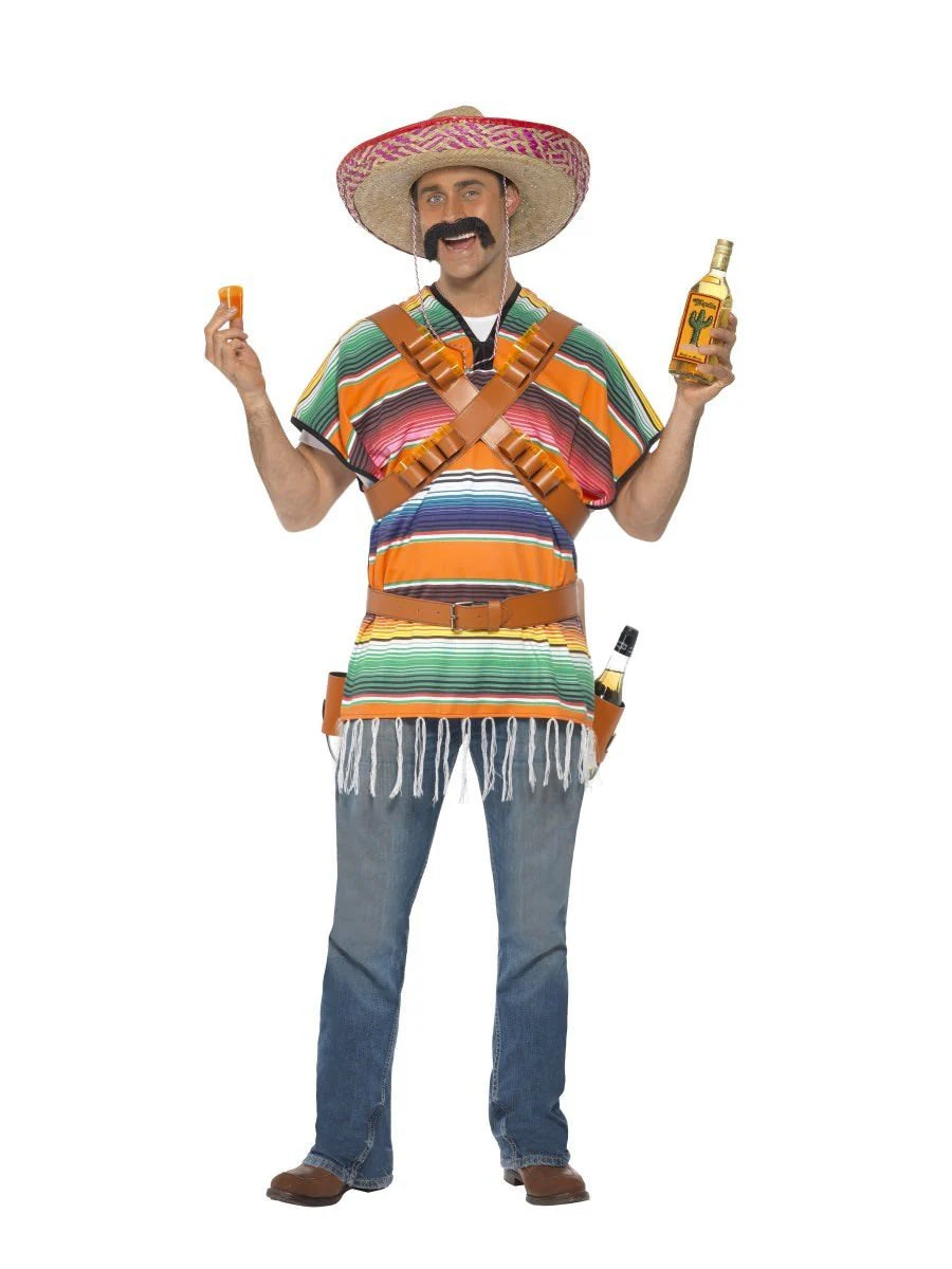mexican party fancy dress MEXICAN PONCHO FANCY DRESS ADULT MEXICO PARTY BANDIT COSTUME MULTI COLOURED