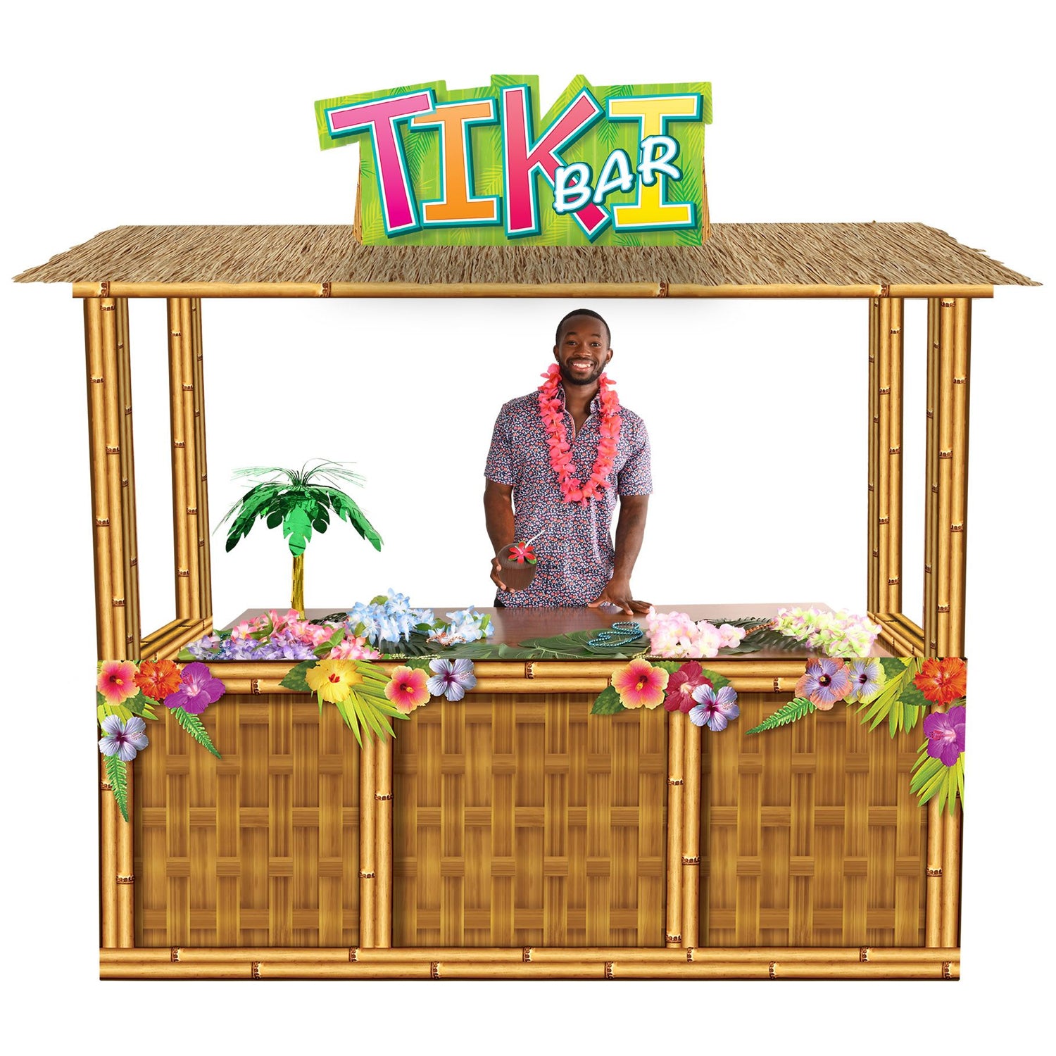 3D Giant Tiki Bar Cardboard Prop Decoration - 220cm x 210cm