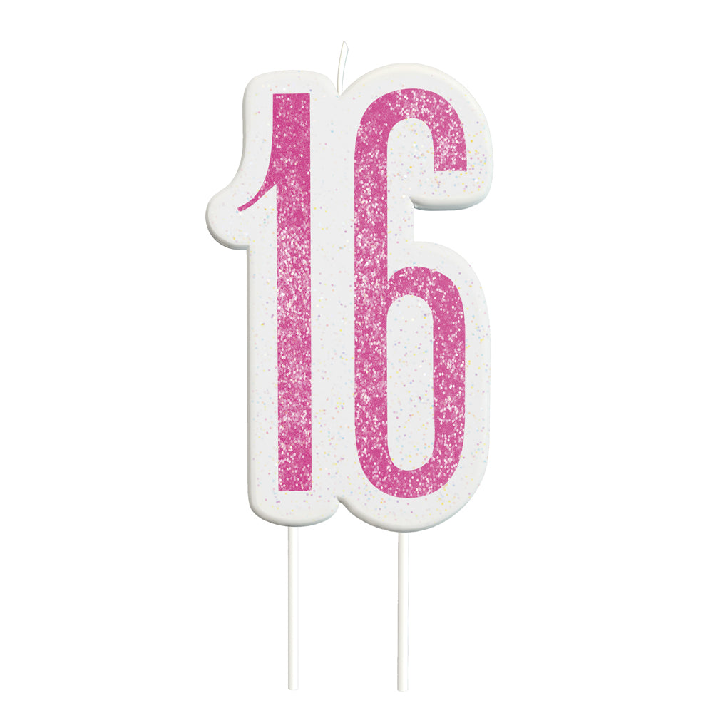 Birthday Hot Pink 16th Candle - 6cm