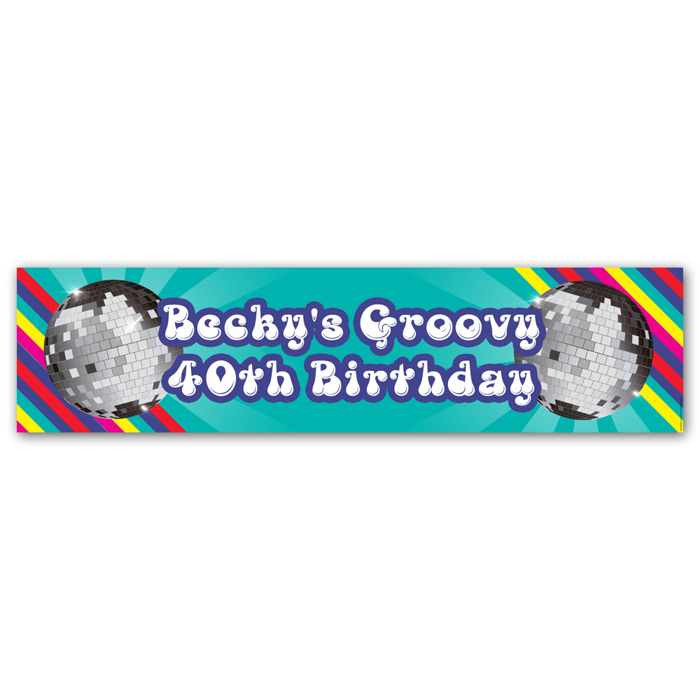 1970's Disco Ball Personalised Banner Party Decoration - 1.2m