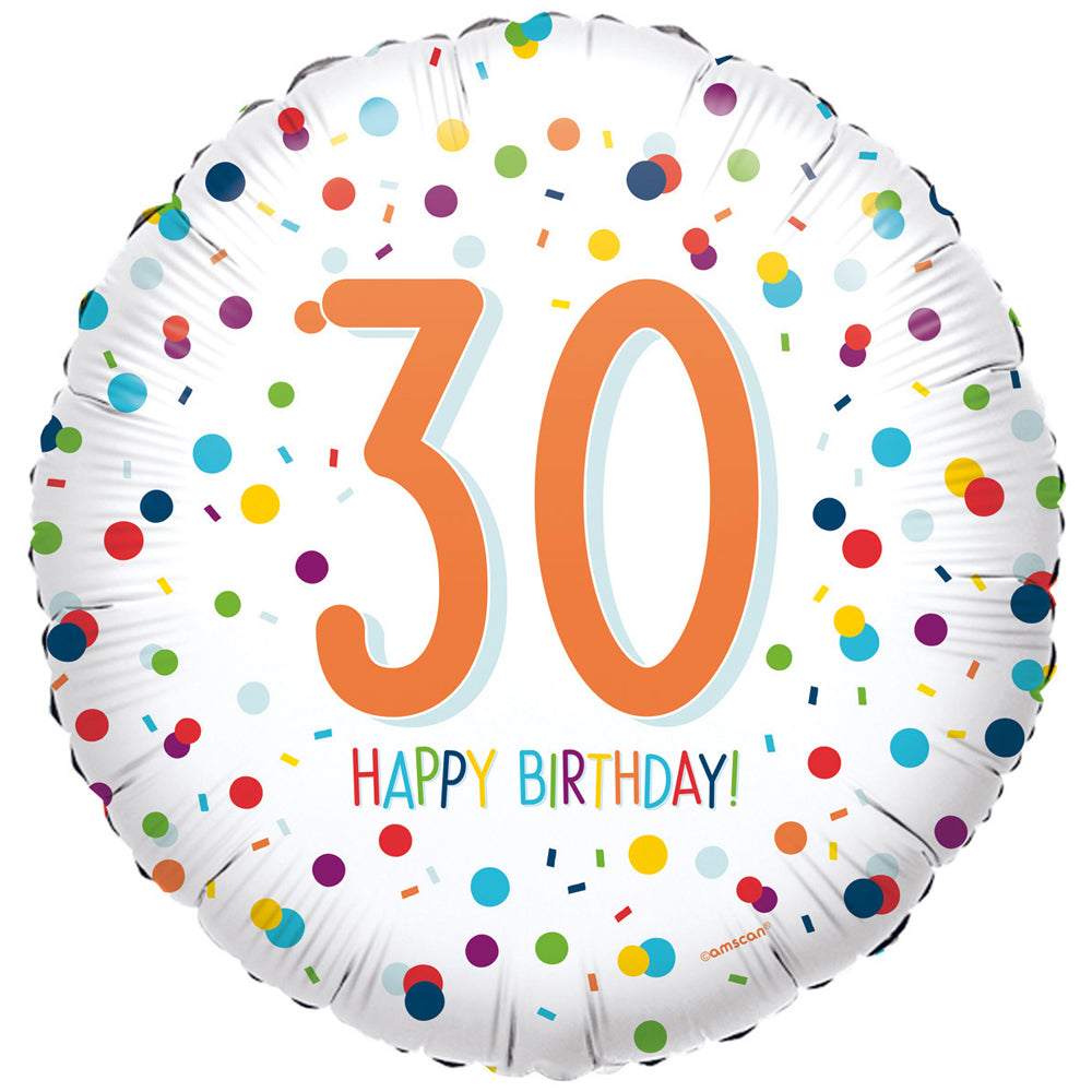 30th Birthday Confetti Foil Balloon - 18"
