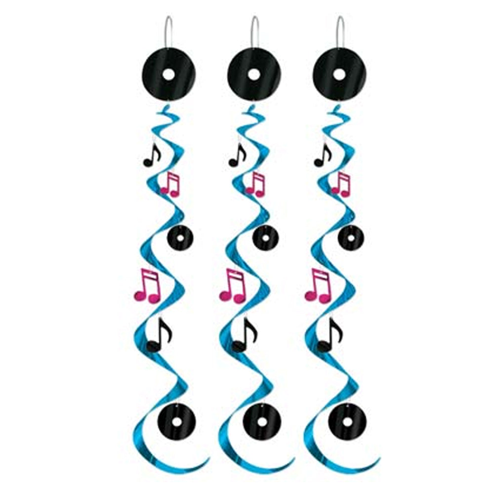 Rock 'n' Roll Super Swirl Decoration - Pack of 3 - 30"