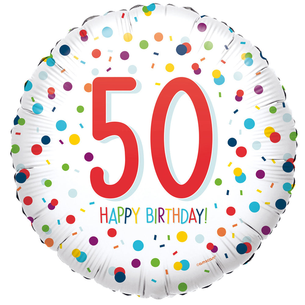 50th Birthday Confetti Foil Balloon - 18"