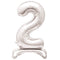 Silver Number 2 Standing Foil Balloon - No Helium Required! - 30