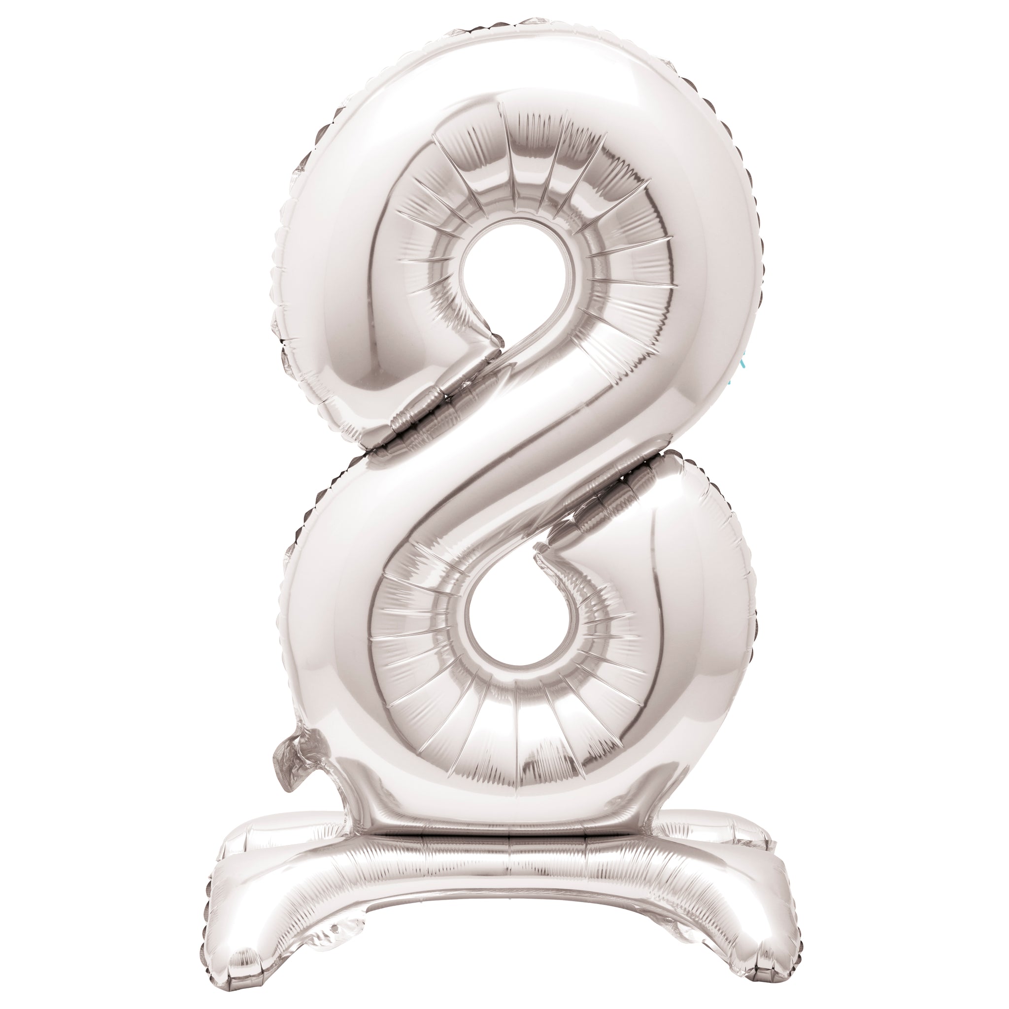 Silver Number 8 Standing Foil Balloon - No Helium Required! - 30"