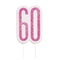 Birthday Glitz Hot Pink 60th Candle - 6cm