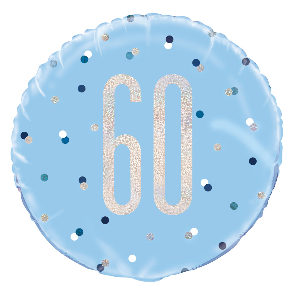 Birthday Glitz Blue 60th Prismatic Foil Balloon - 18"