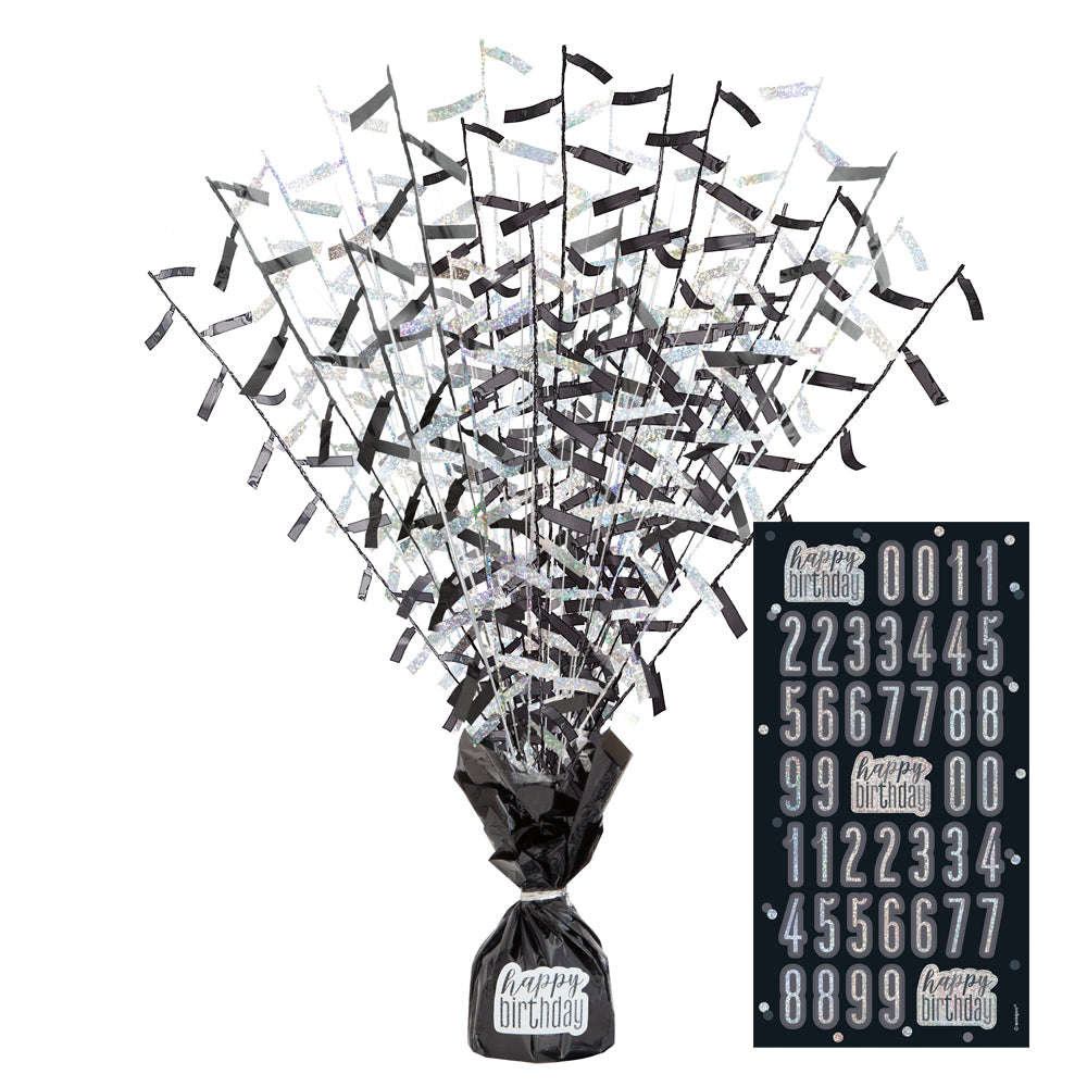 Birthday Glitz Black Confetti Foil Balloon Weight/Centrepiece