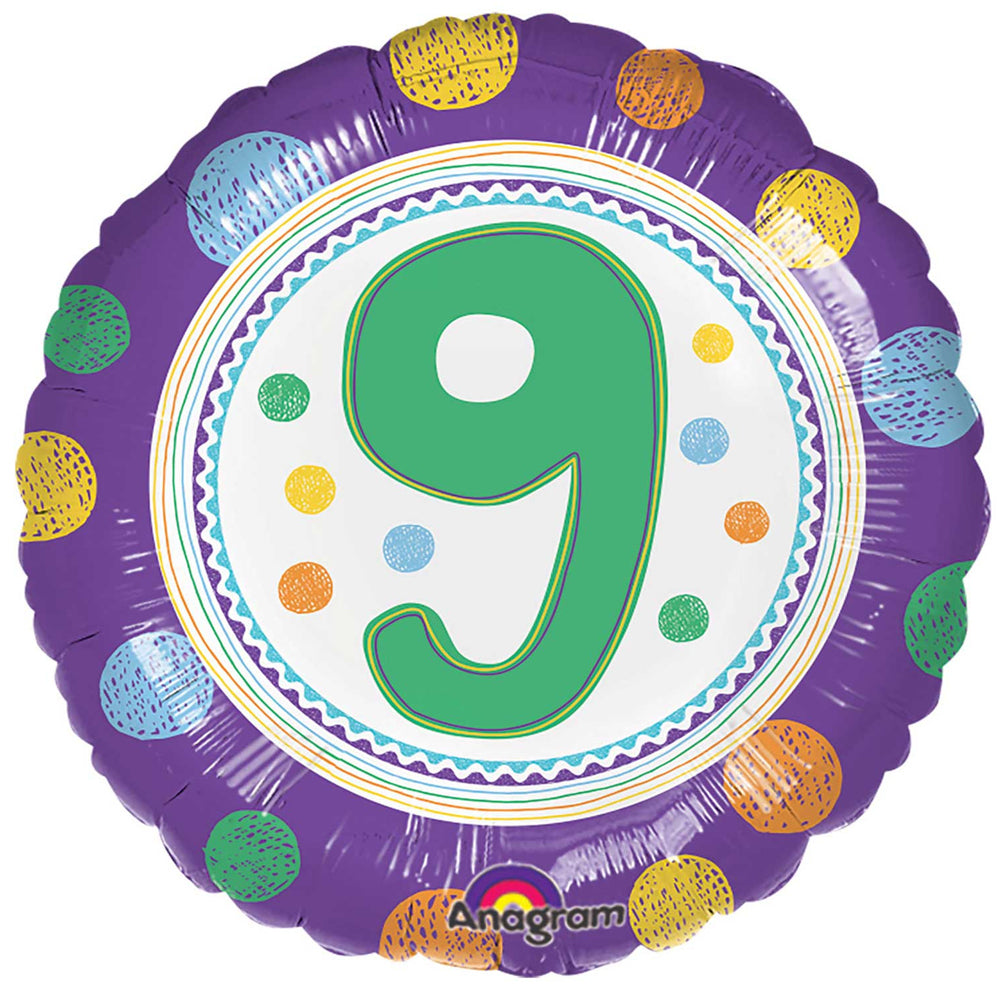 9th Birthday Spots Foil Balloon - 18"