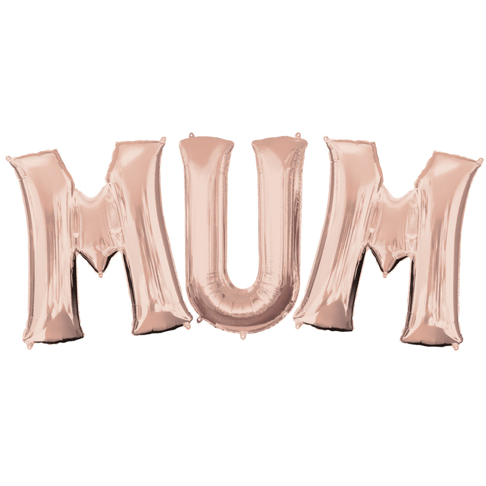 M-U-M Mother's Day Rose Gold Foil Balloons - 16"