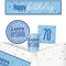 70th Birthday Blue Glitz Tableware Pack for 8 with FREE Banner!
