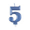 Blue Metallic Number 5 Candle - 6cm