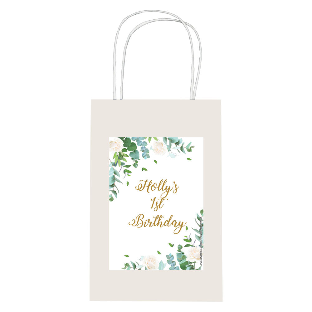 Personalised Botanical Paper Party Bags - Pack of 12