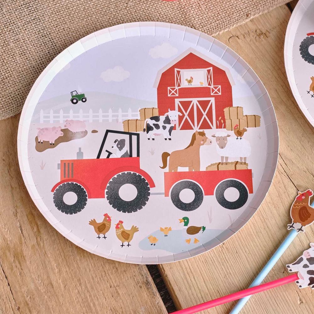 Farm Animals Paper Party Plates - Pack of 8