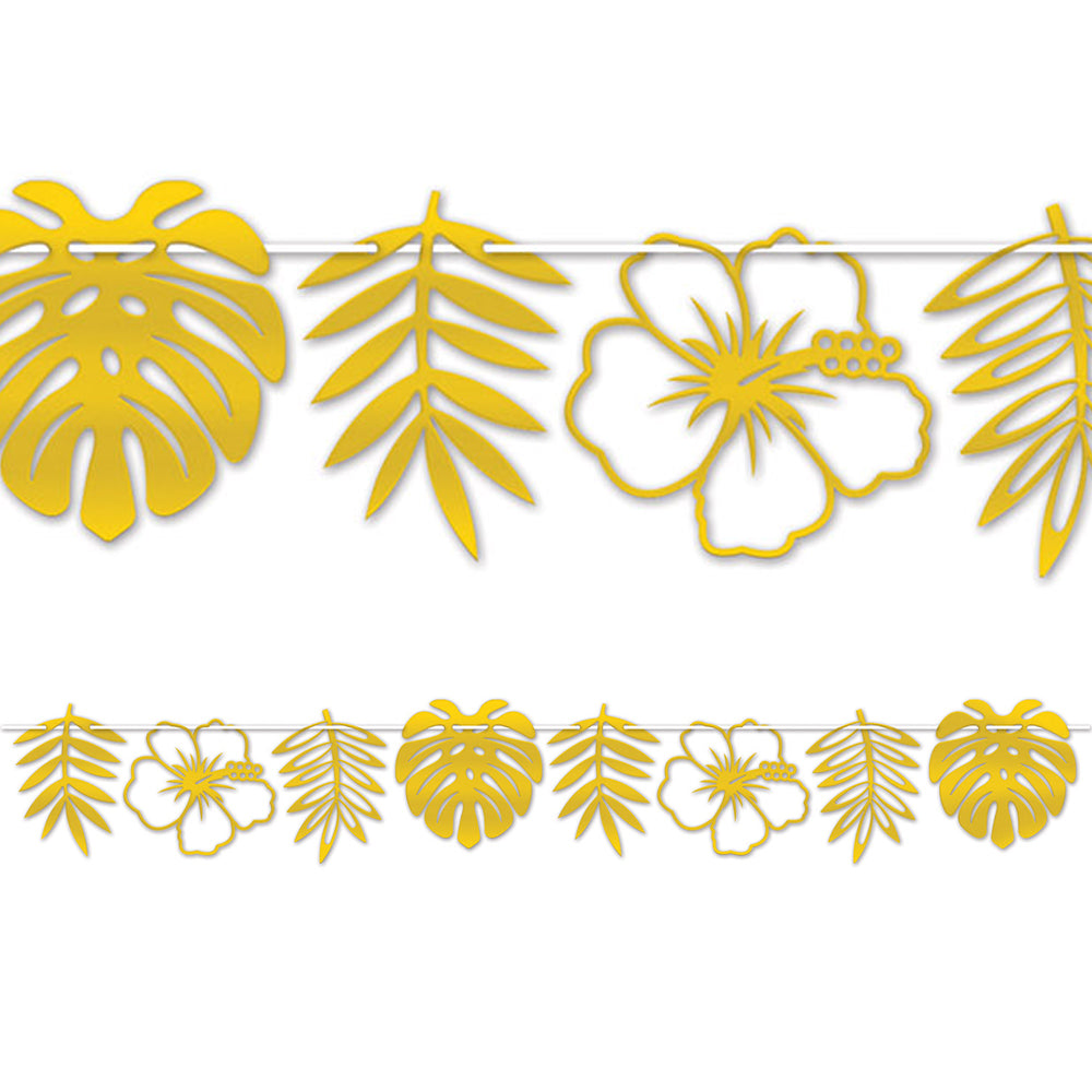 Gold Foil Tropical Leaf Garland - 2.3m