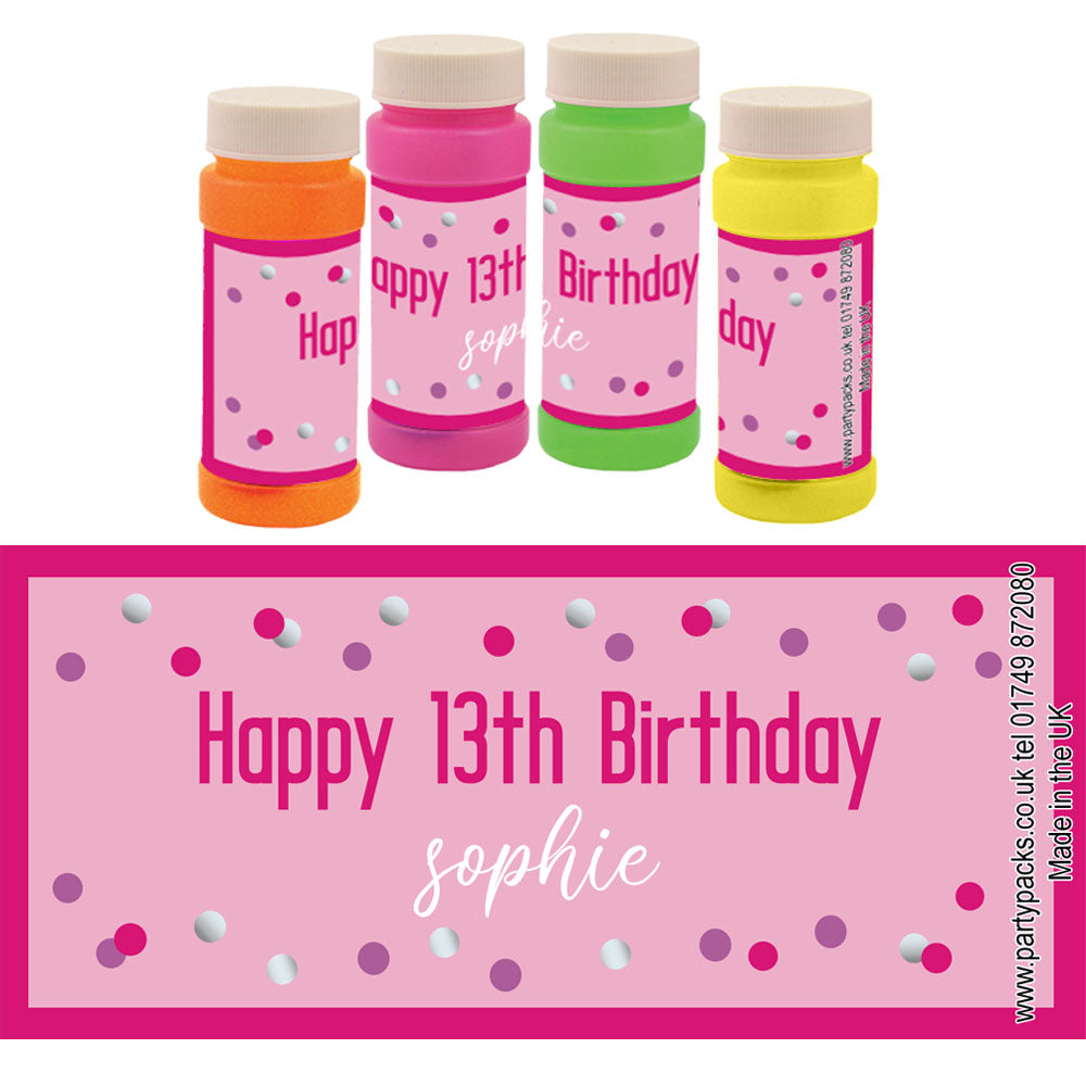 Personalised Bubbles - Glitz Pink - Pack of 8