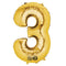 Gold Number 3 Air Filled Foil Balloon - 16