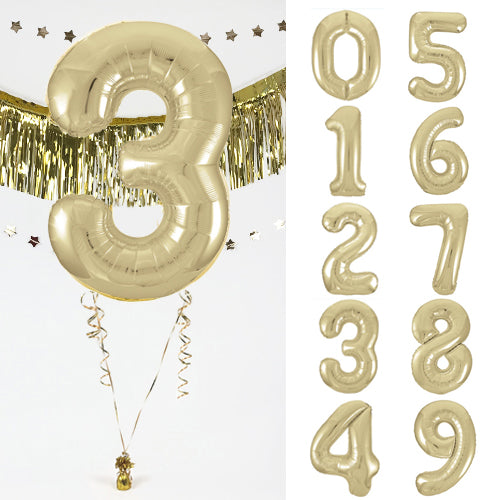 Inflated Single Number Gold Giant 35" Balloon in a Box - Choose Your Number