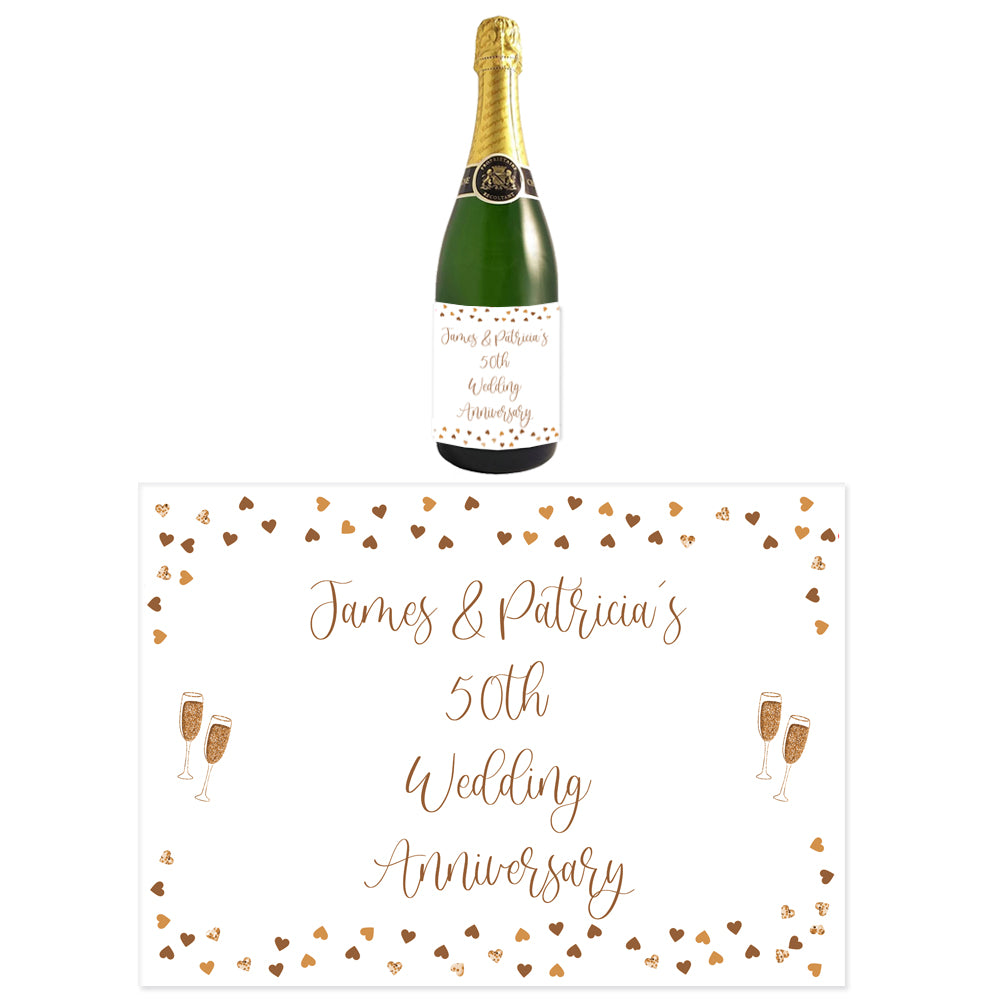 Golden Anniversary Personalised Wine Bottle Labels - Pack of 4