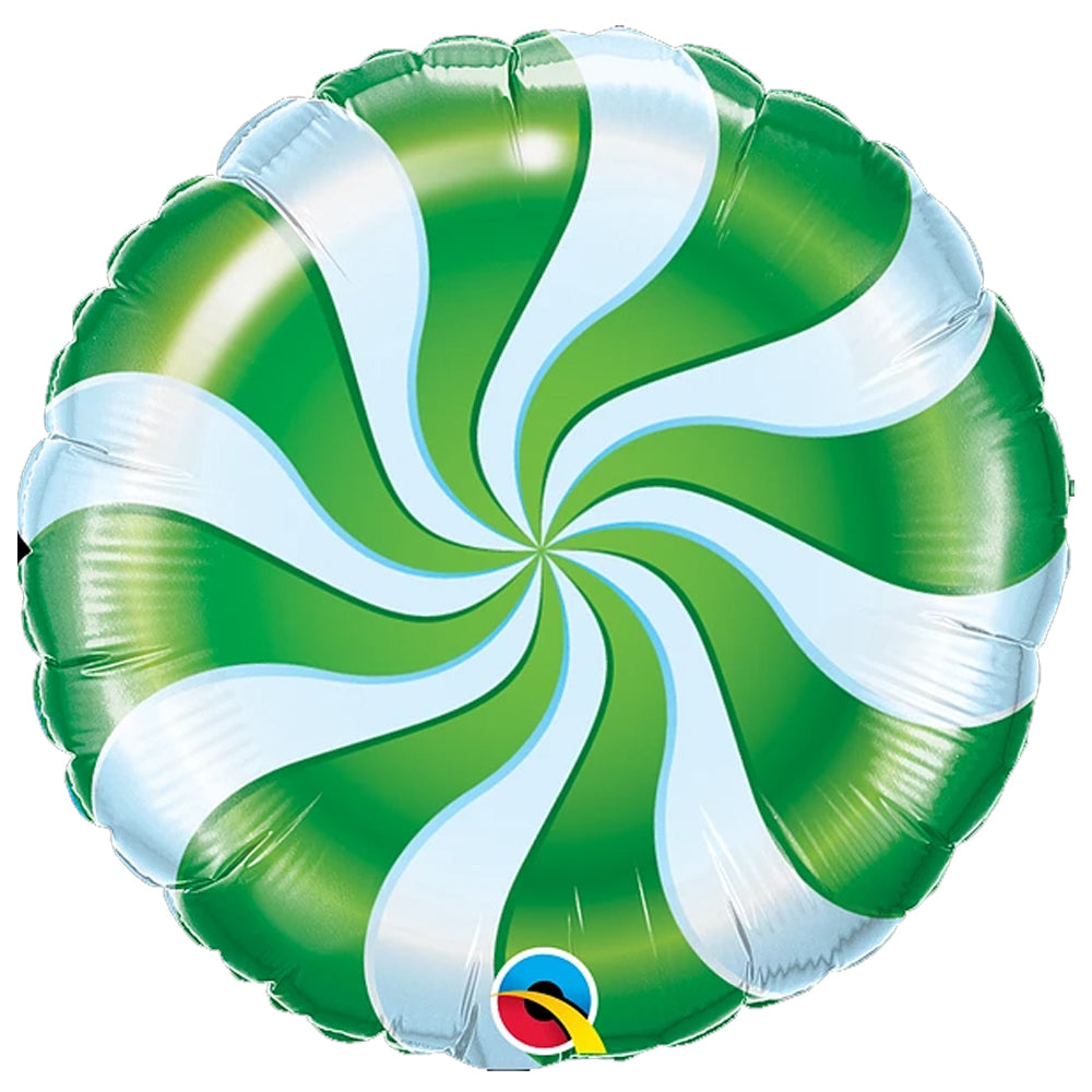 Green Candy Swirl Foil Balloon - 18"