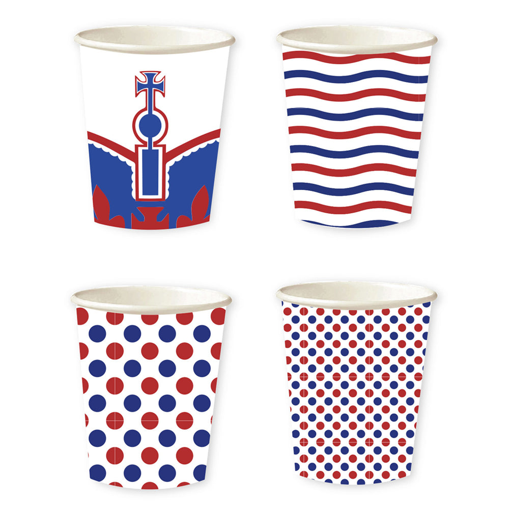 Red, White and Blue Jubilee Paper Cups - 250ml - Pack of 8