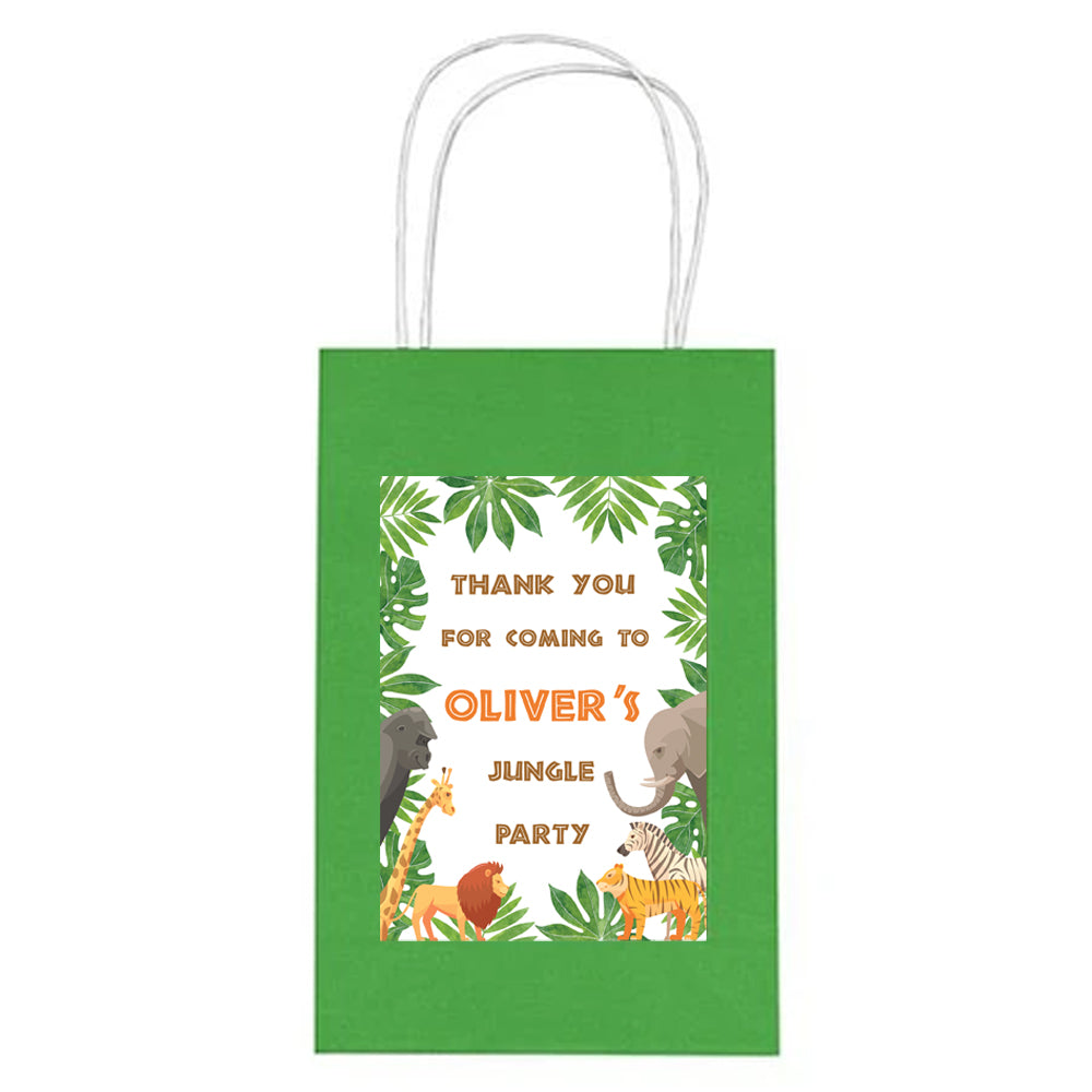 Jungle Animals Personalised Party Bags - Pack of 12