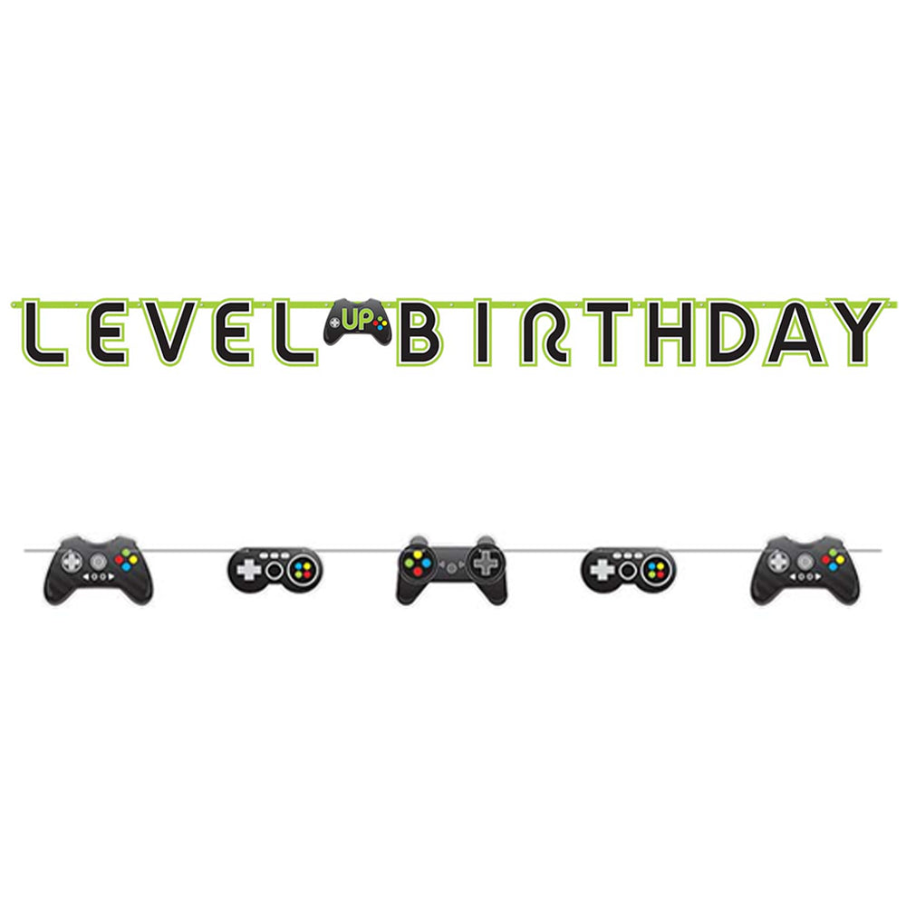 Gamer Level Up Birthday Banner Decoration Kit- 3.5m
