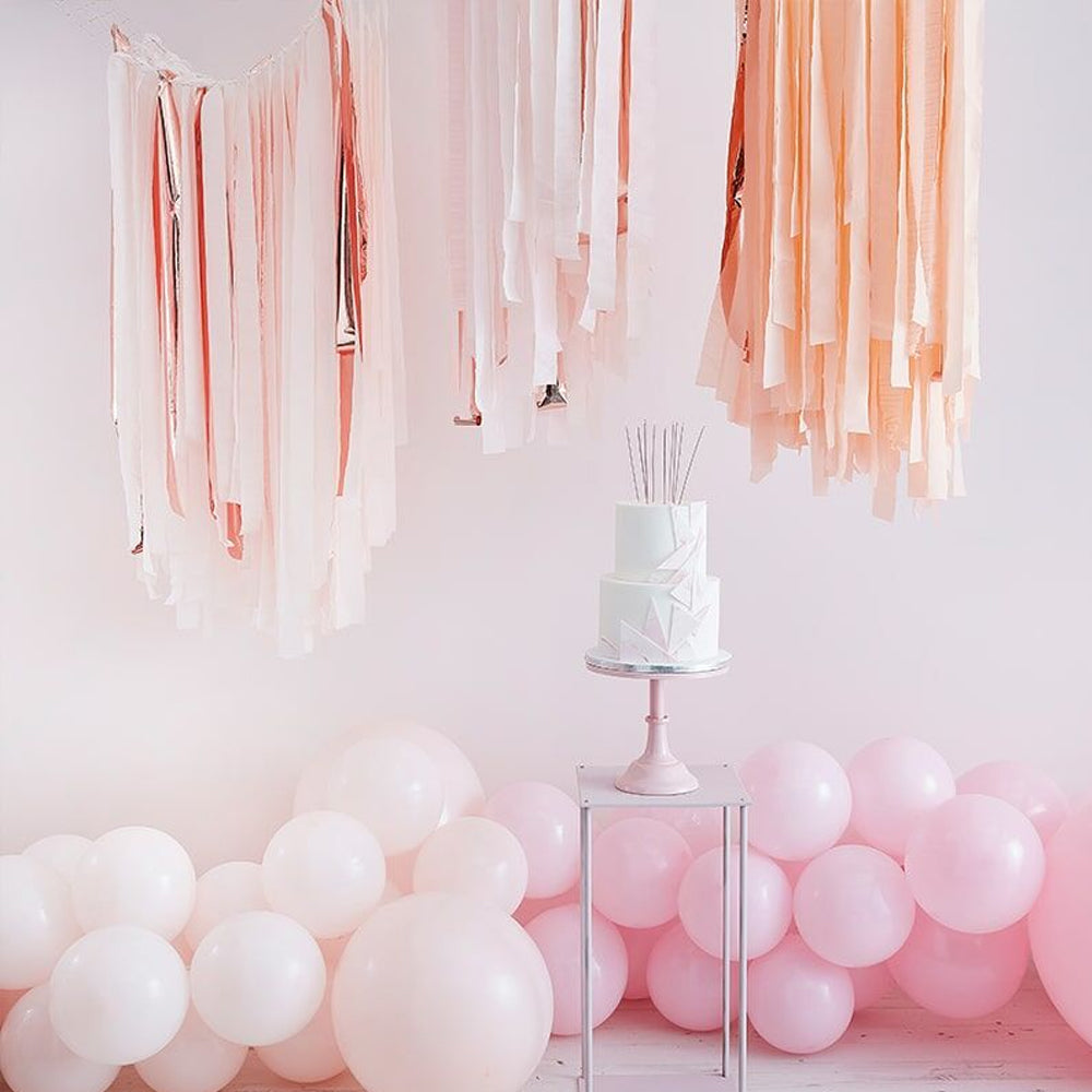 Blush and Rose Gold Ceiling Streamers Decoration Kit – Party Packs