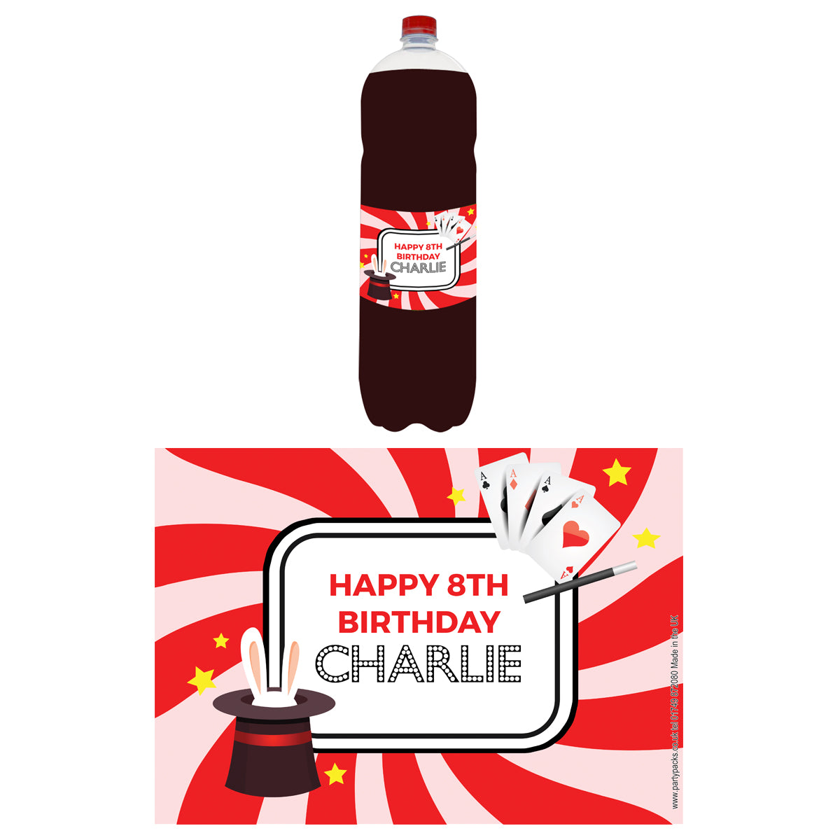Personalised Bottle Labels - Magic Party - Pack of 4