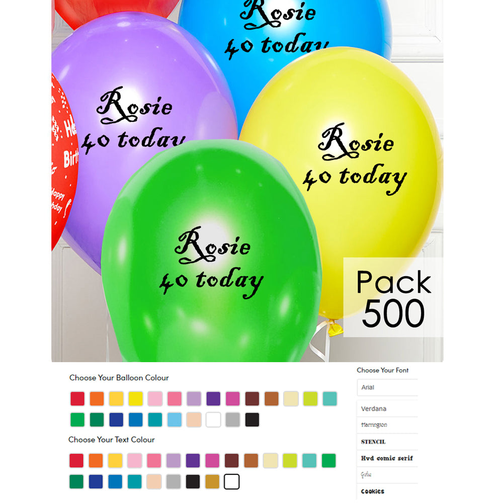 Personalised 10" Latex Balloons - Pack of 500