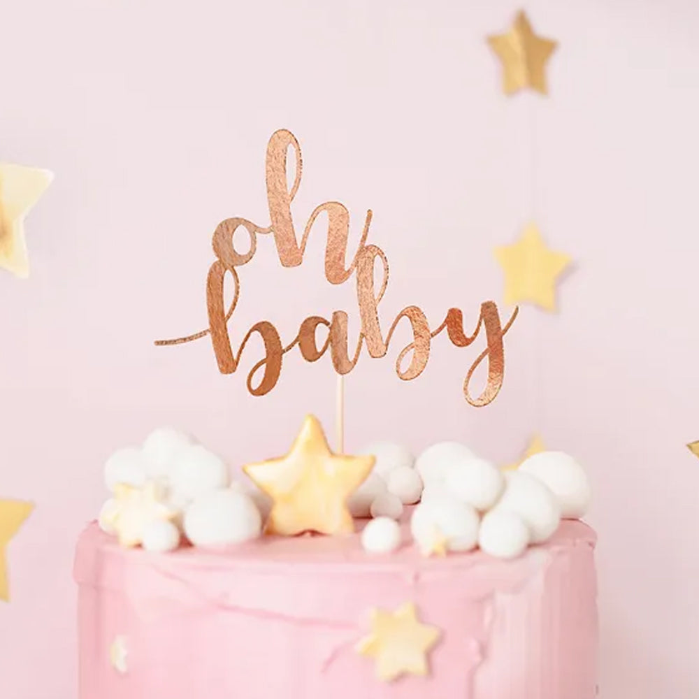 Oh Baby Rose Gold Cake Topper - 25cm