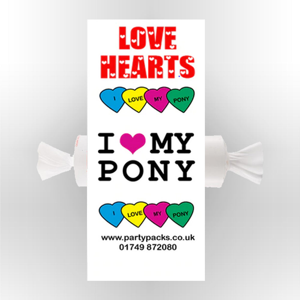 I Love My Pony Themed Love Hearts Sweets and Labels - Pack of 30