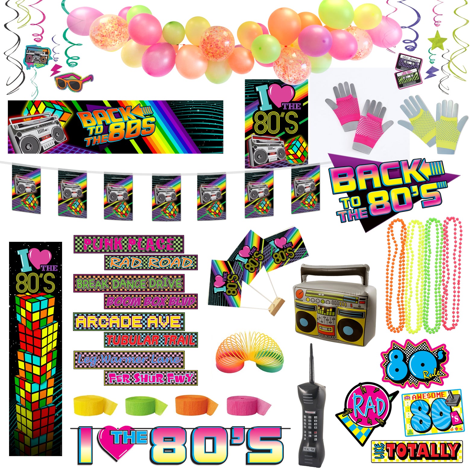 1980's Party Large Decoration Party Pack