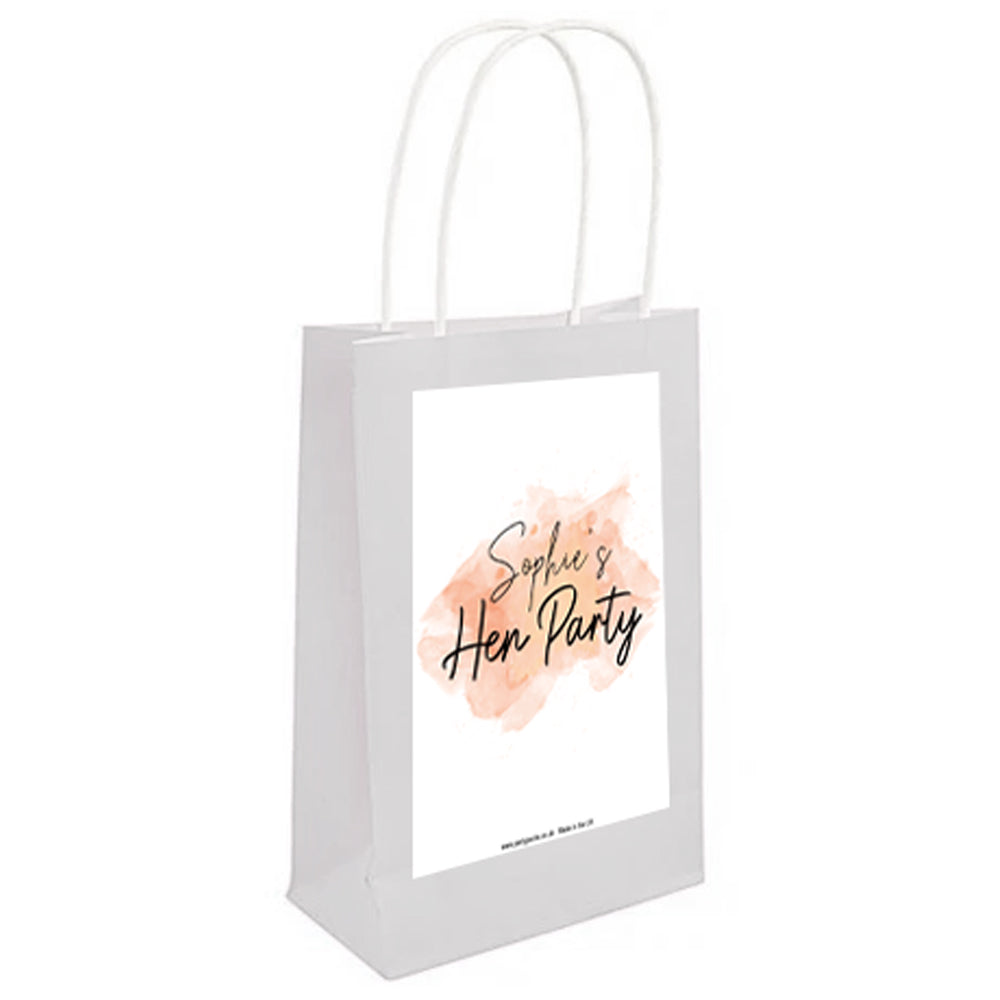 Personalised Rose Gold Blush Paper Party Bags - Pack of 12