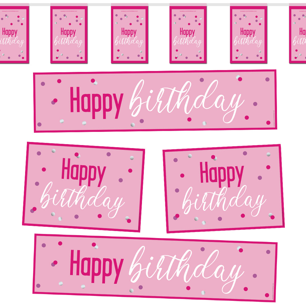 Glitz Pink Happy Birthday Decoration Party Pack Party Packs