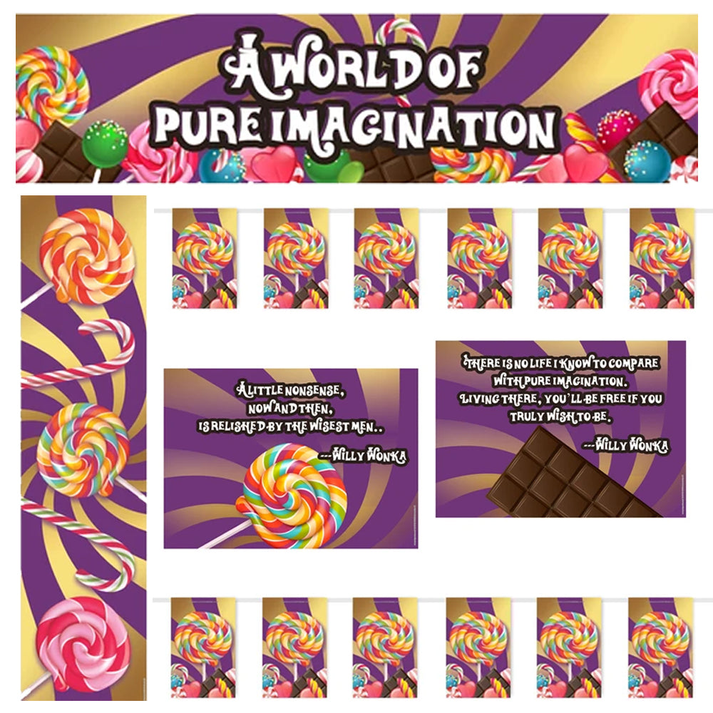 Wonka Chocolate Factory Themed Paper Decoration Pack