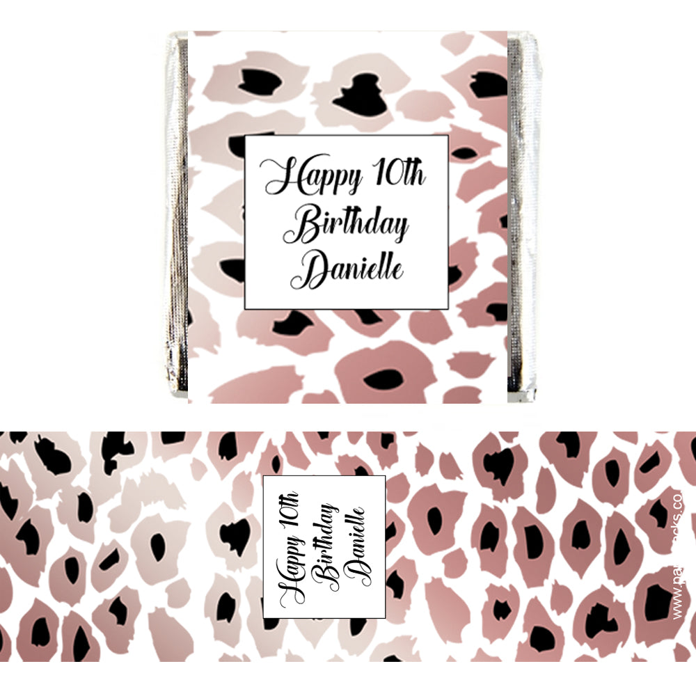 Personalised Chocolates - Rose Gold Leopard Print - Pack 16