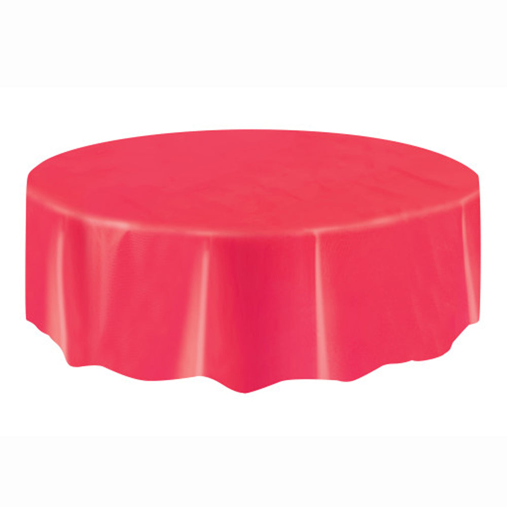Red Round Plastic Tablecloth 2.13m