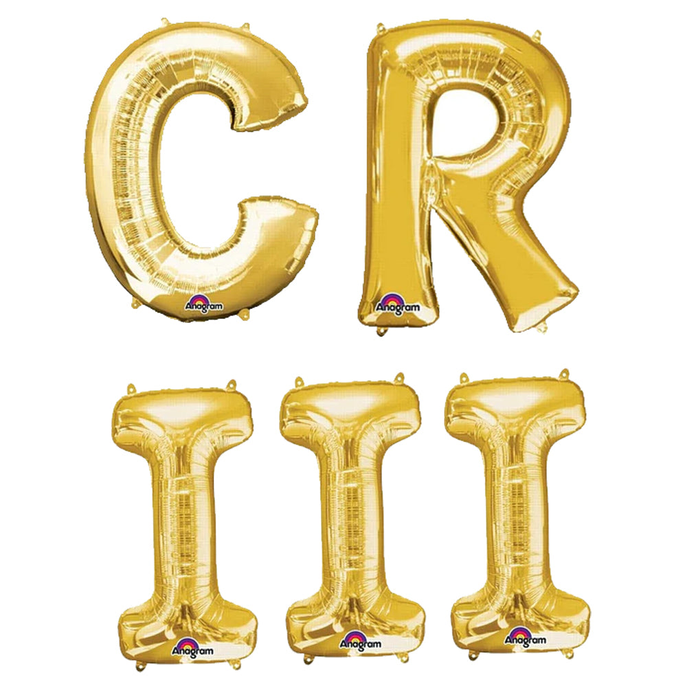 King Charles III Royal Cypher Gold Foil Letter Balloons - 16"