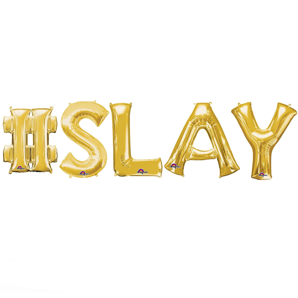#SLAY Gold Foil Letter Balloon Pack - 16"