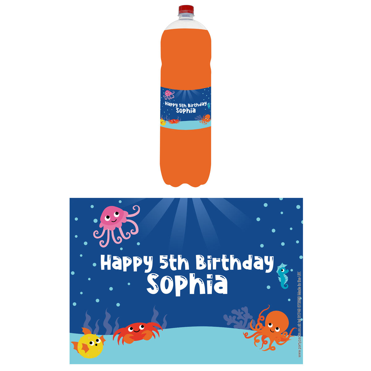 Personalised Bottle Labels - Sealife - Pack of 4