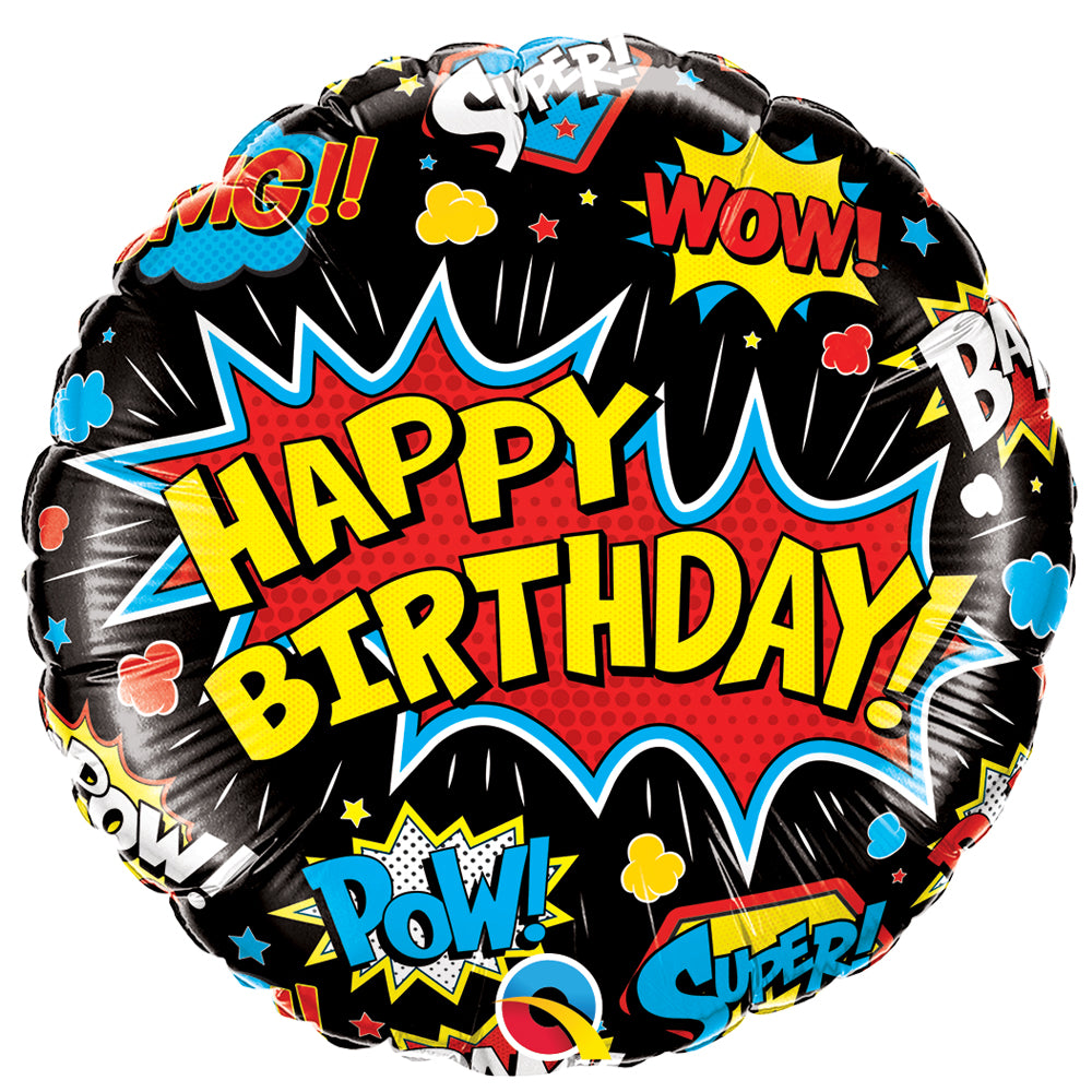 Superhero Happy Birthday Foil Balloon - 18"