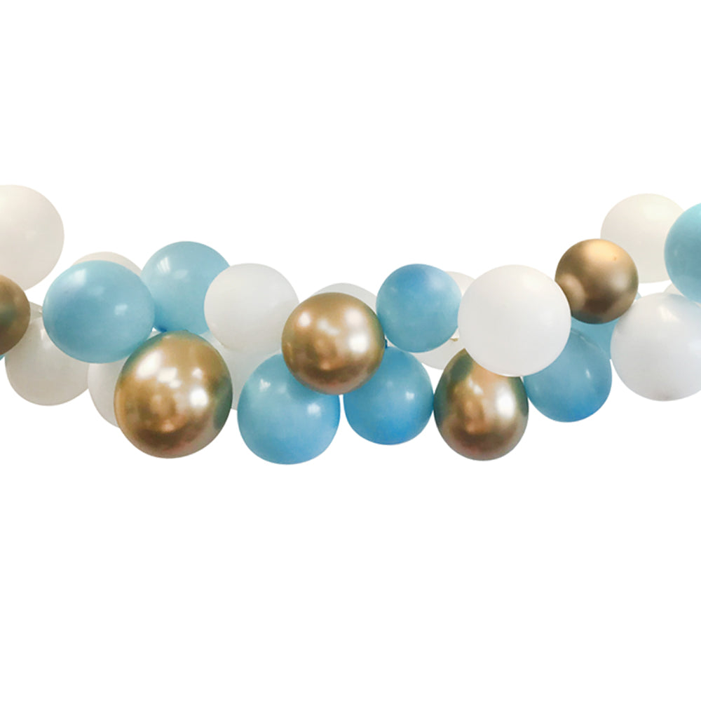 Blue, Gold and White Balloon Arch DIY Kit - 2.5m