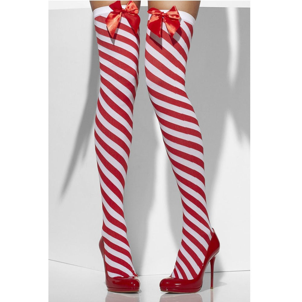 Red And White Striped Stockings With Bows – Party Packs