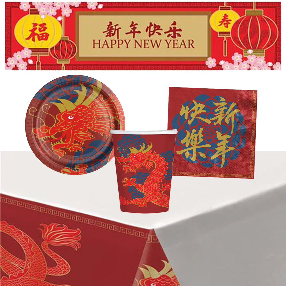 Chinese New Year Tableware Pack for 8 People with FREE Banner!