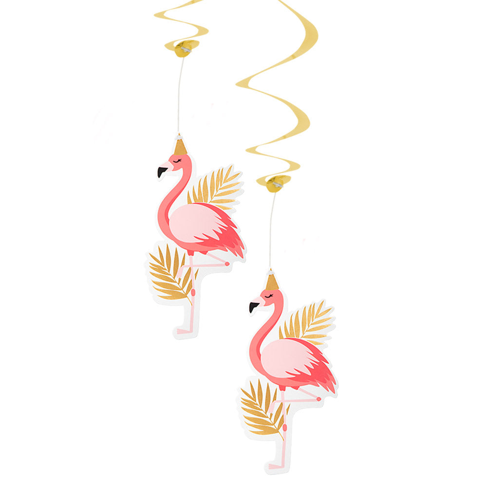 Flamingo Hanging Swirl Decorations - Pack of 2 - 85cm