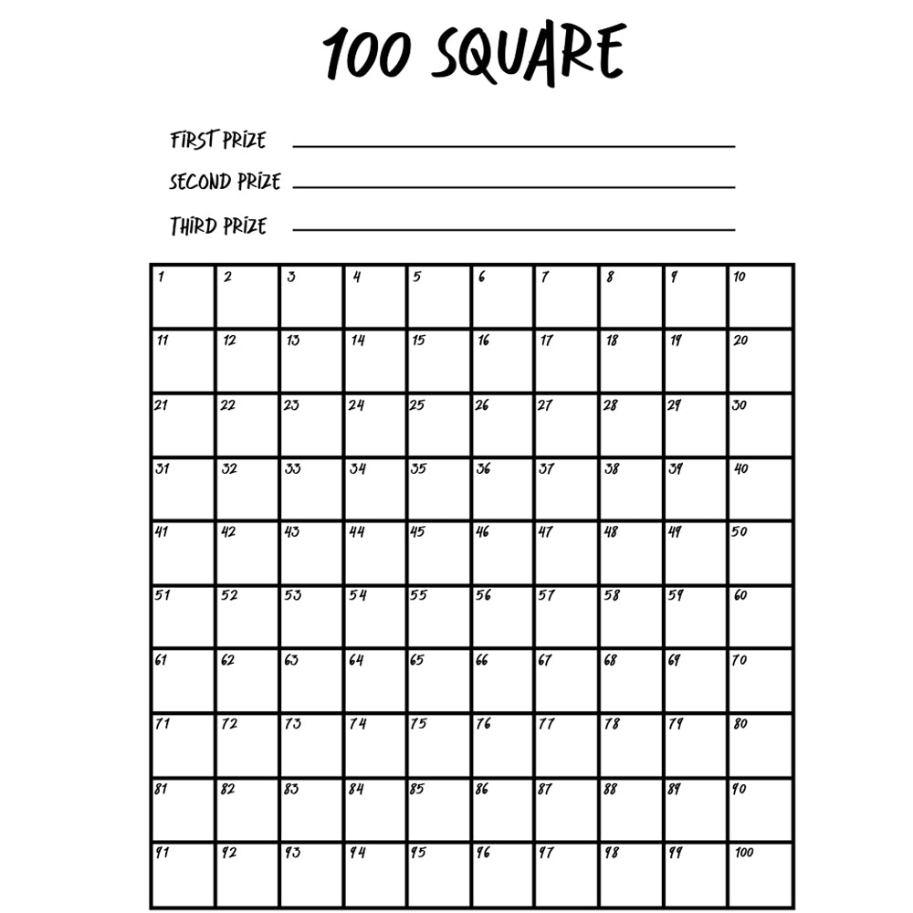 Fundraising 100 Square Grid Poster - A3