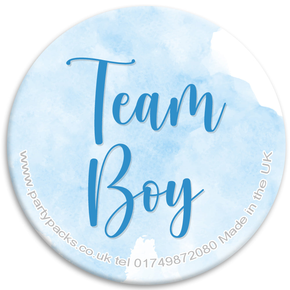 Gender Reveal Team Boy Badge - 58mm - Each