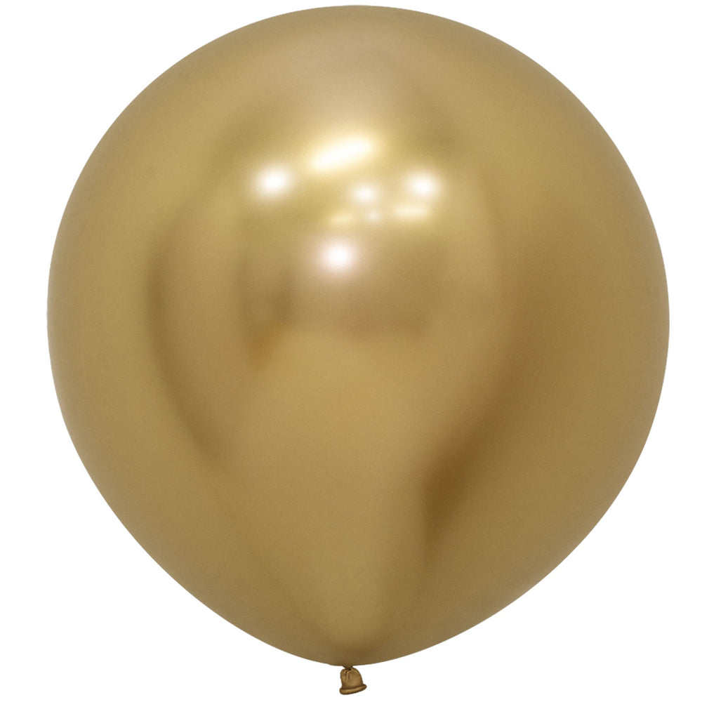 Large Chrome Metallic Gold Latex Balloons - 24" - Pack of 3
